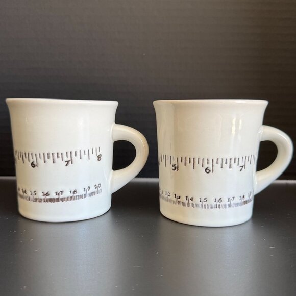 Set Of 2 Ore Originals Ruler Design Ceramic Mugs Dishwasher Microwave Safe White - Picture 2 of 9
